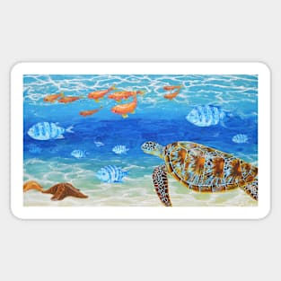 Sea Turtle Under Water Sticker